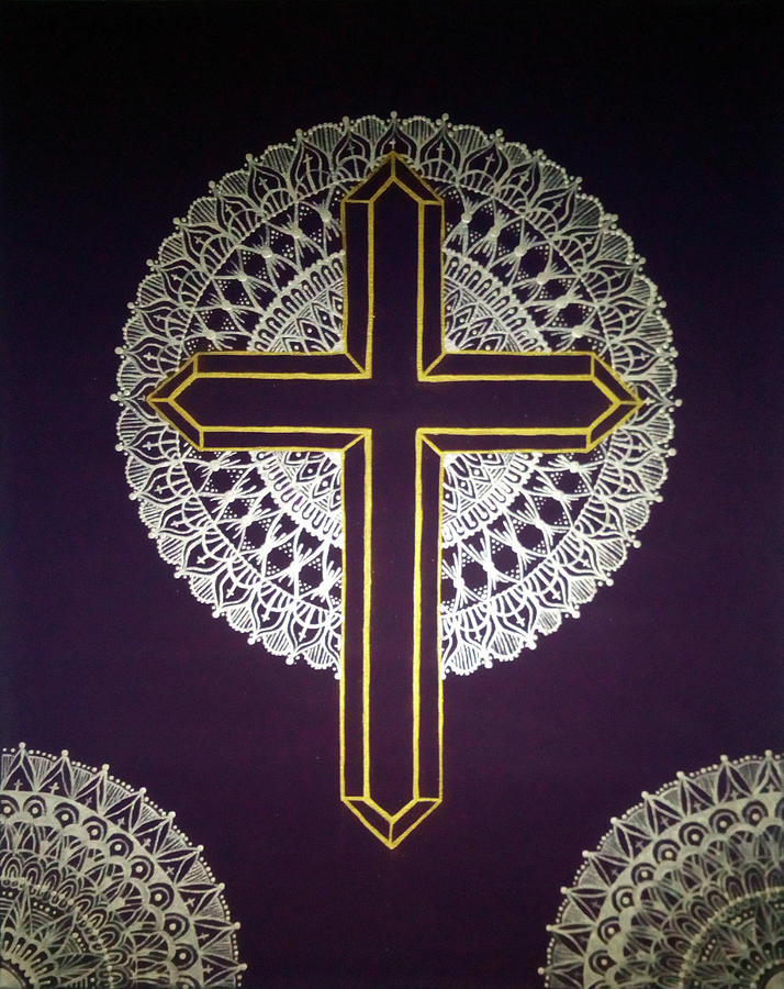 Gold Cross Mandala Painting by Eseret Art