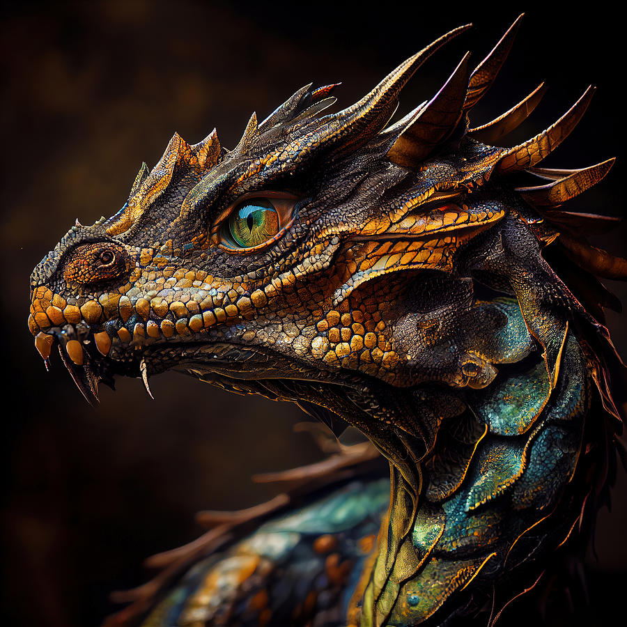 Gold Emerald Dragon from - Imagine There are Dragons Collection Digital Art by Lily Malor