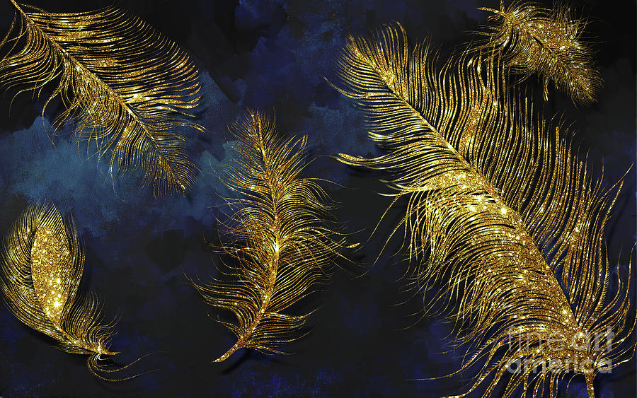 Gold Feather Painting by Awad Alradi - Fine Art America