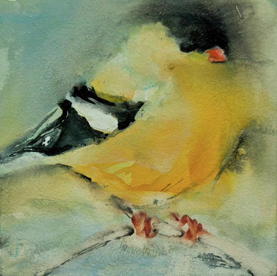 Gold Finch Painting by Jani Freimann