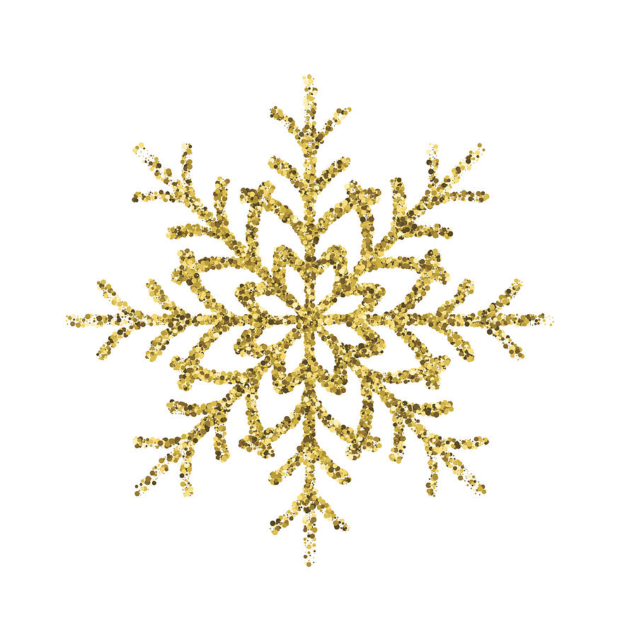 Gold Glitter Foil Christmas Ornament - Snowflake Drawing by Diane Labombarbe