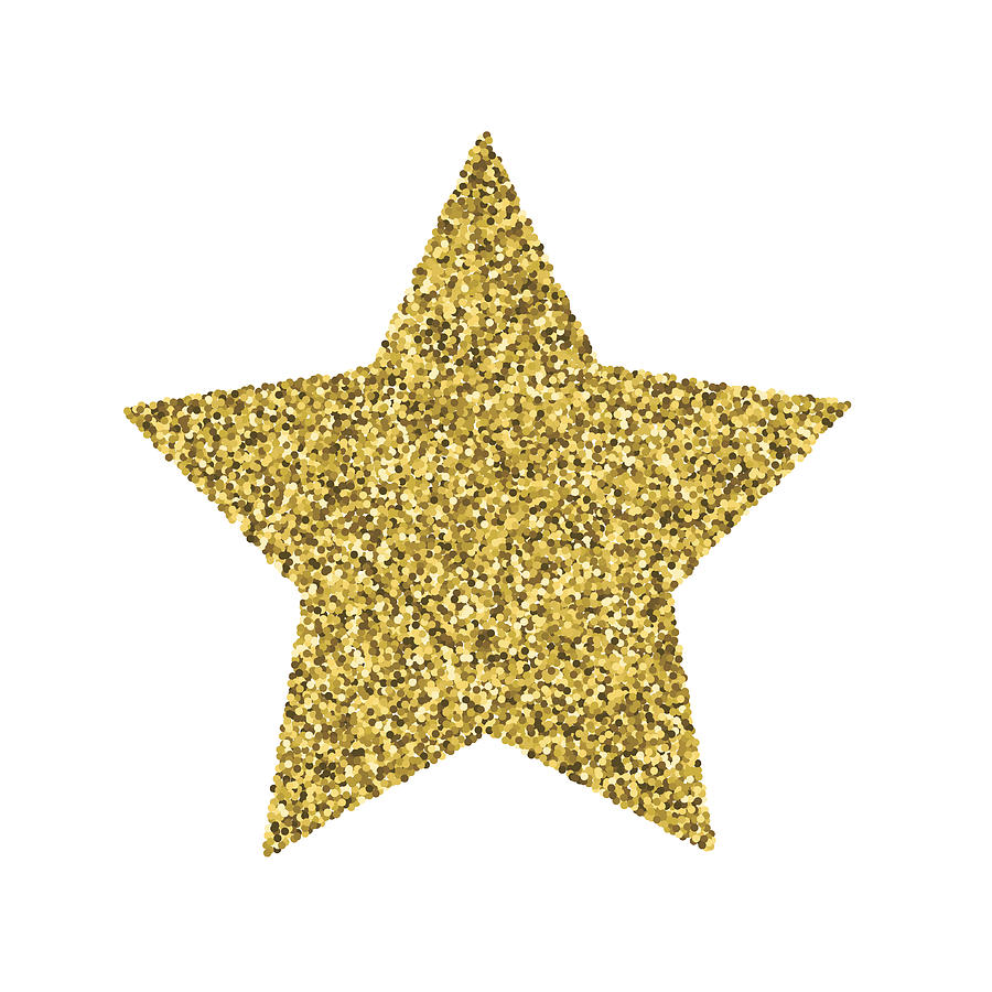 Gold Glitter Foil Christmas Ornament - Star Drawing by Diane Labombarbe