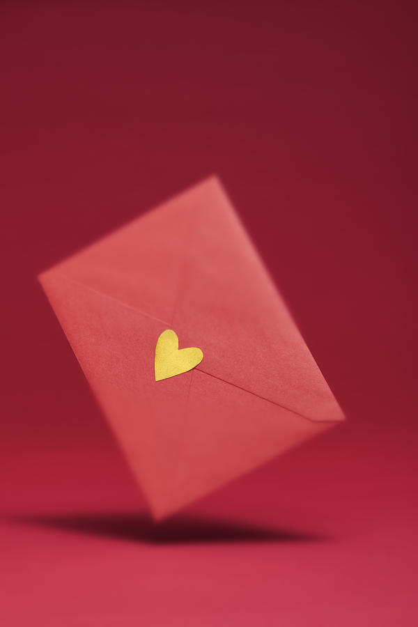 Gold Heart Seal Red Envelope   In The Air Photograph by Yuji Sakai