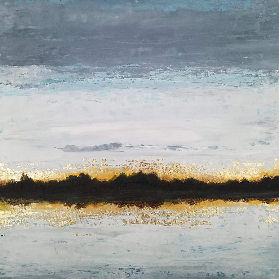 Gold Horizon Reflected Painting by Caroline Philp