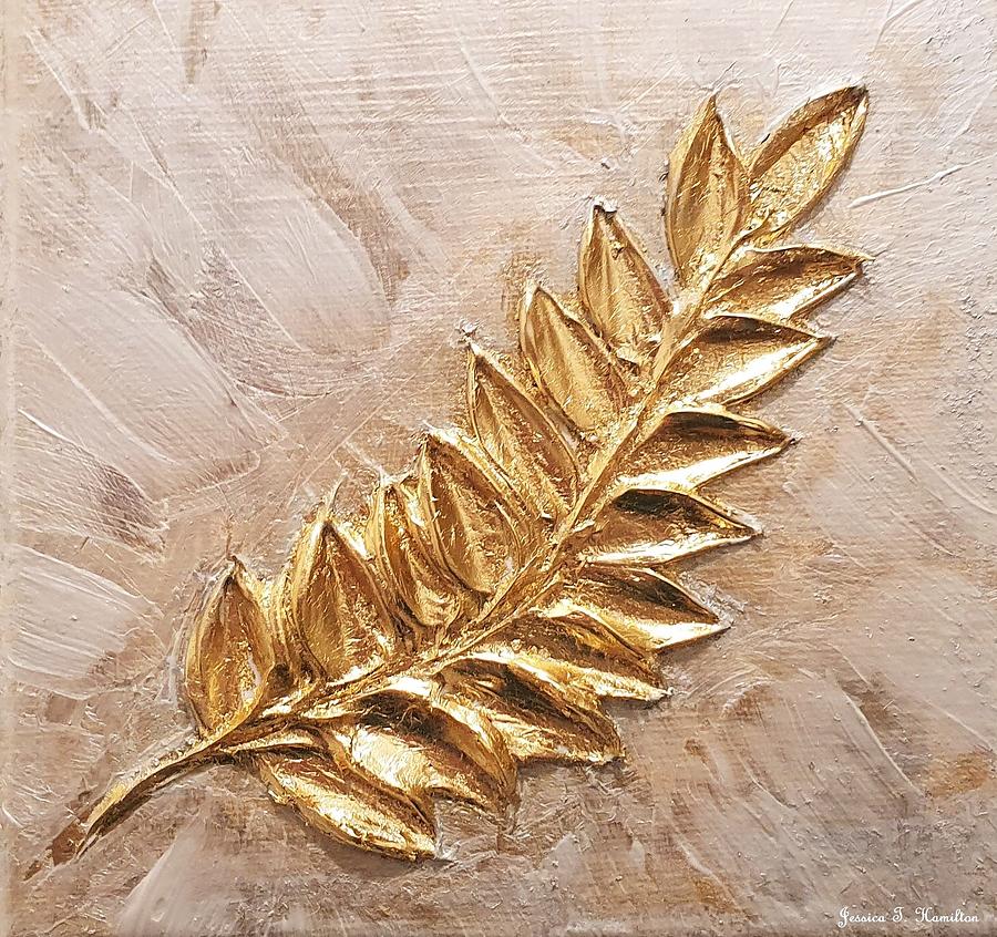 Nature Painting - Gold Leaf Fern by Jessica T Hamilton