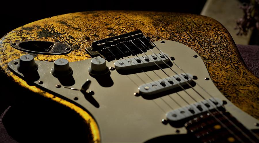 Fender Stratocaster Gold Leaf Relic Electric Guitar Music Photograph by Guitarwacky Fine Art