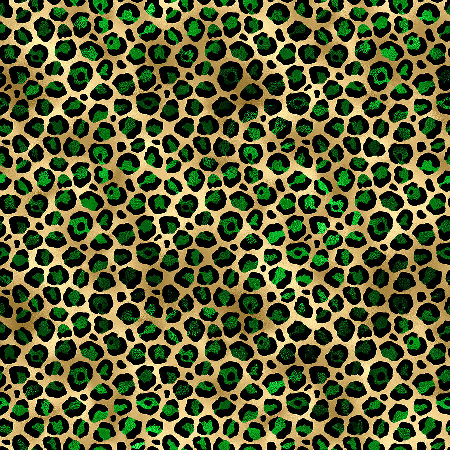 Gold Leopard Print Green Animal Fur Pattern Digital Art by Sweet Birdie ...