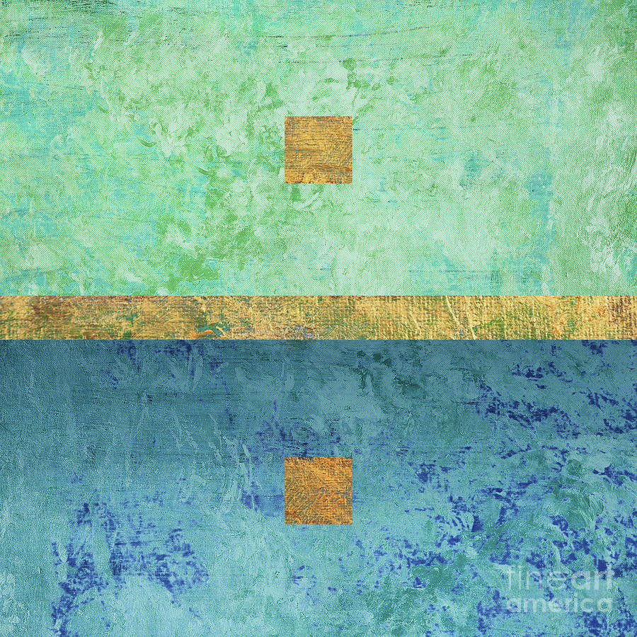 Golden line and squares - Collage Mixed Media by Delphimages Photo Creations