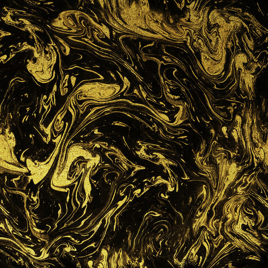 Gold Liquid Metal Swirls Digital Art by ParadisiacPicture