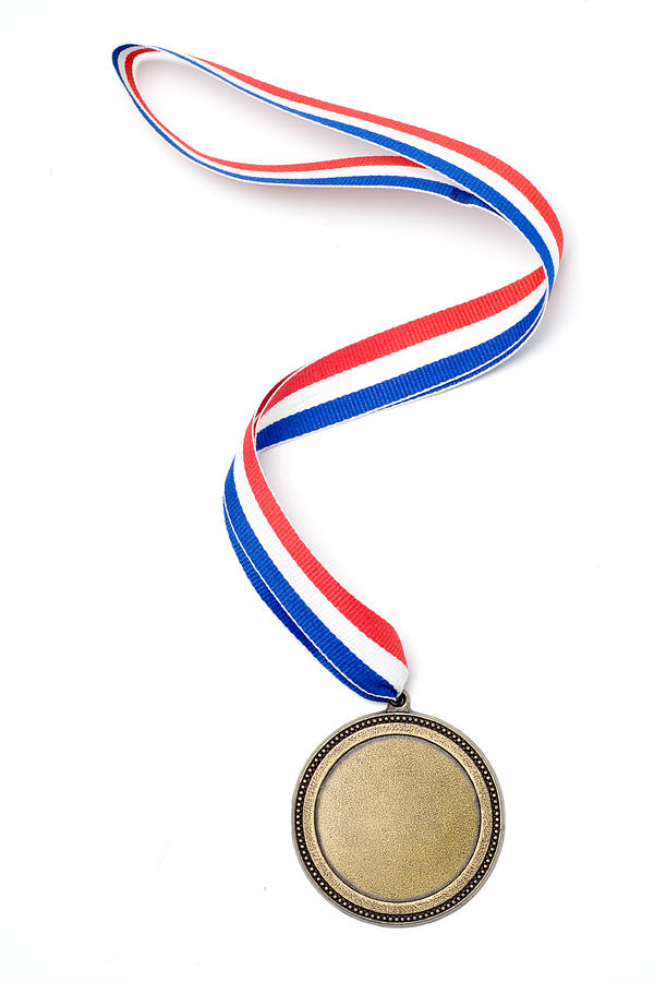 Gold medal award with red, white and blue ribbon Photograph by Bluestocking