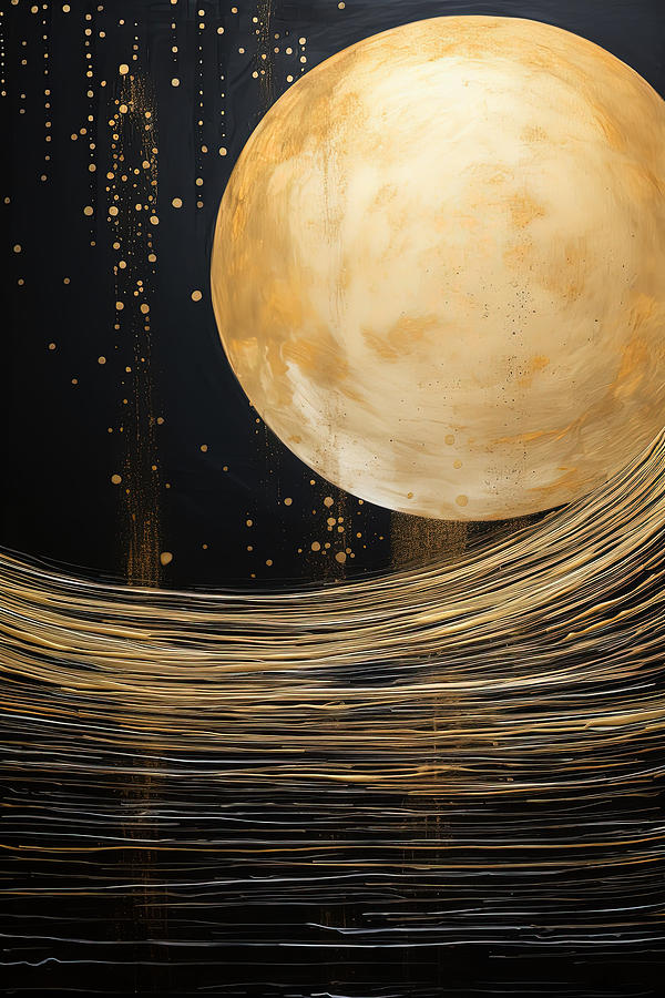 Gold Moon Art Painting by Lourry Legarde