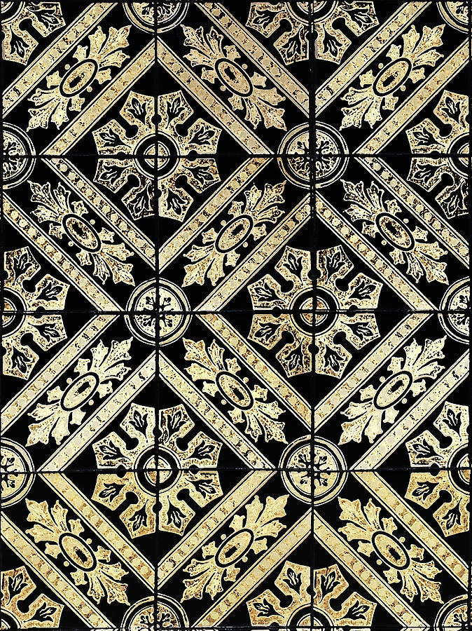 Gold On Black Tiles Mosaic Design Decorative Art I Digital Art by Irina Sztukowski
