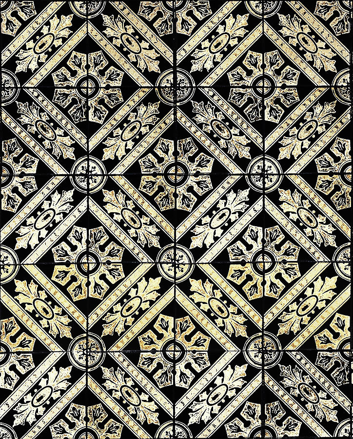 Gold On Black Tiles Mosaic Design Decorative Art II Digital Art by Irina Sztukowski