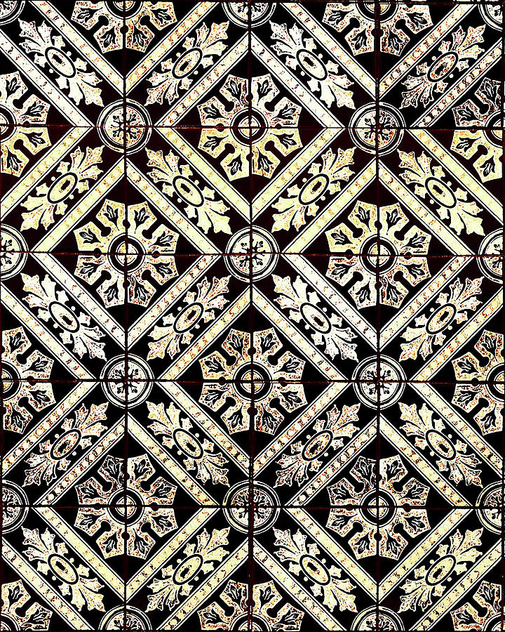 Gold On Black Tiles Mosaic Design Decorative Art VI Digital Art by Irina Sztukowski