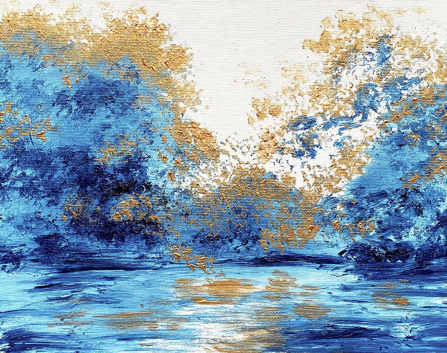 Gold on Blue Painting by Masha Batkova