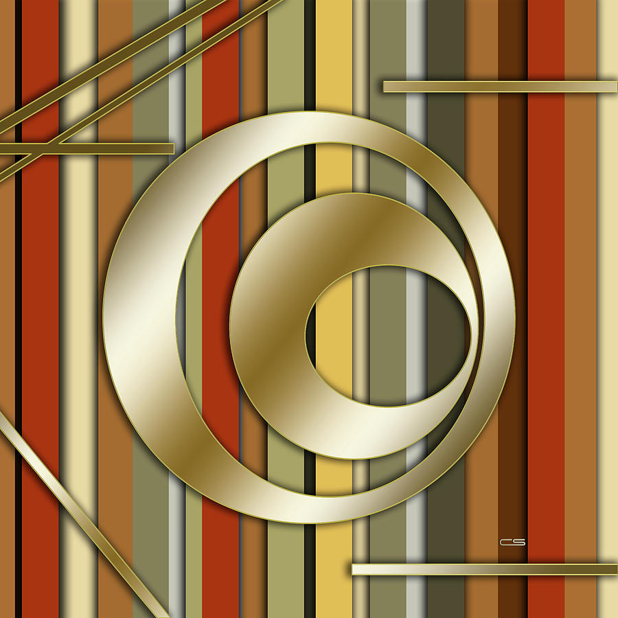 Gold on Stripes 1 Digital Art by Chuck Staley