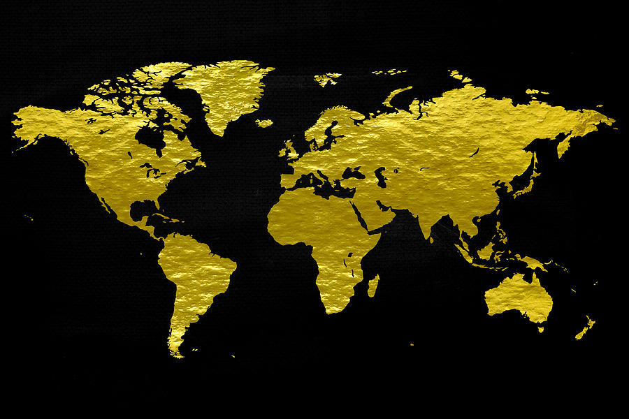 Gold Paint World Map Digital Art by HustleBroIllustrations - Fine Art ...