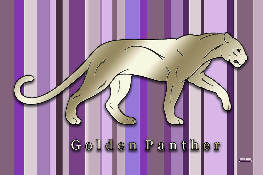 Gold Panther on Purple Digital Art by Chuck Staley