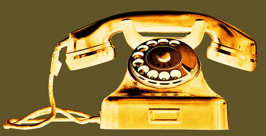 Gold Phone Mixed Media by Vintage Collectables