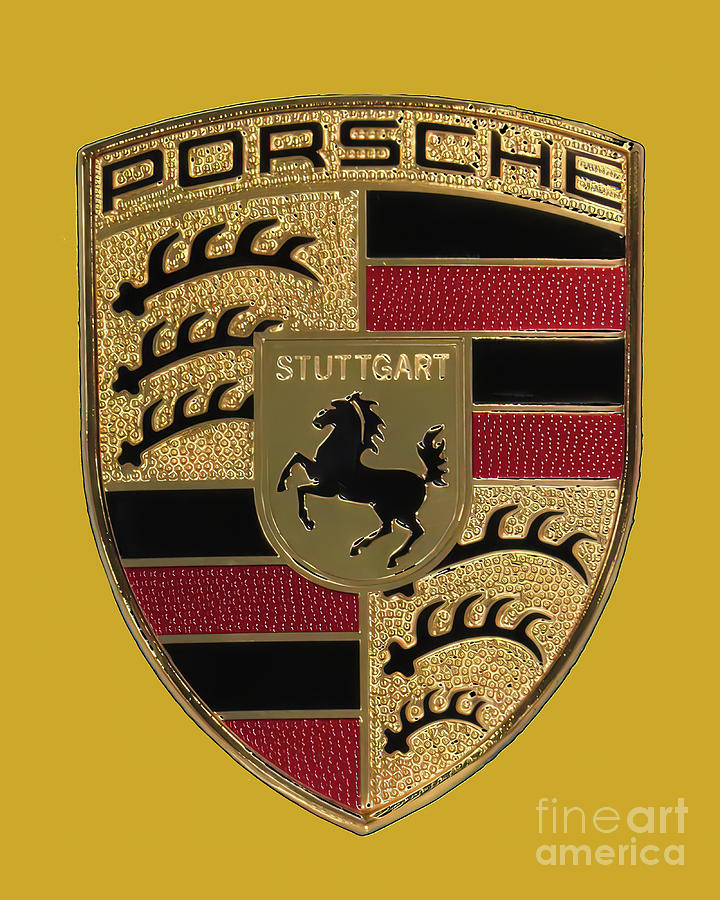 Gold Porsche Emblem Photograph