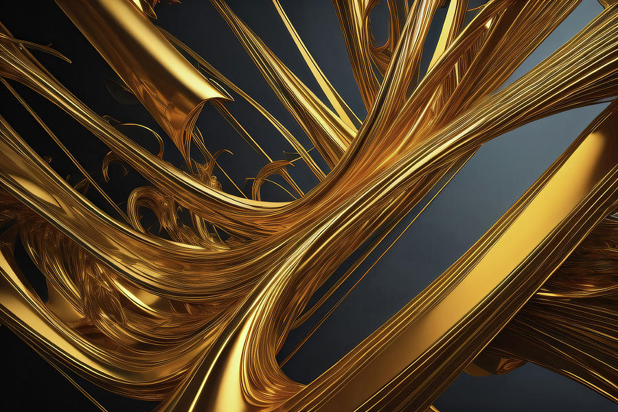 Gold Precious metal abstract 002 Digital Art by Flees Photos