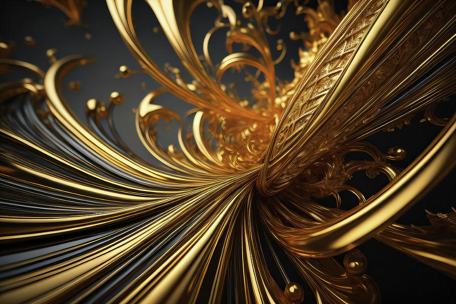 Gold Precious metal abstract 003 Digital Art by Flees Photos