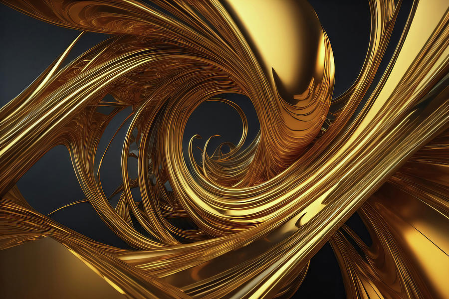 Gold Precious metal abstract 004 Digital Art by Flees Photos