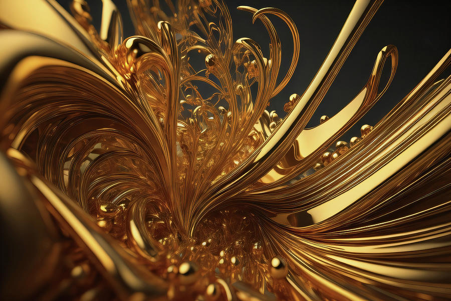 Gold Precious metal abstract 005 Digital Art by Flees Photos