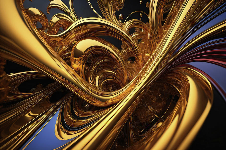 Gold Precious metal abstract 007 Digital Art by Flees Photos