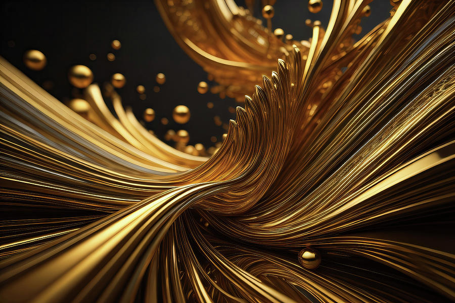 Gold Precious metal abstract 009 Digital Art by Flees Photos