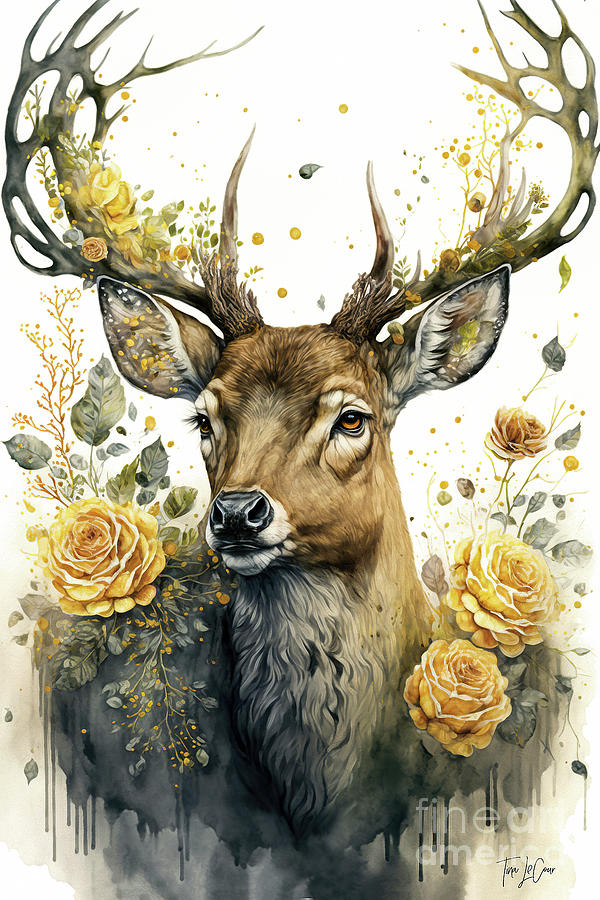 Gold Rose Buck Painting