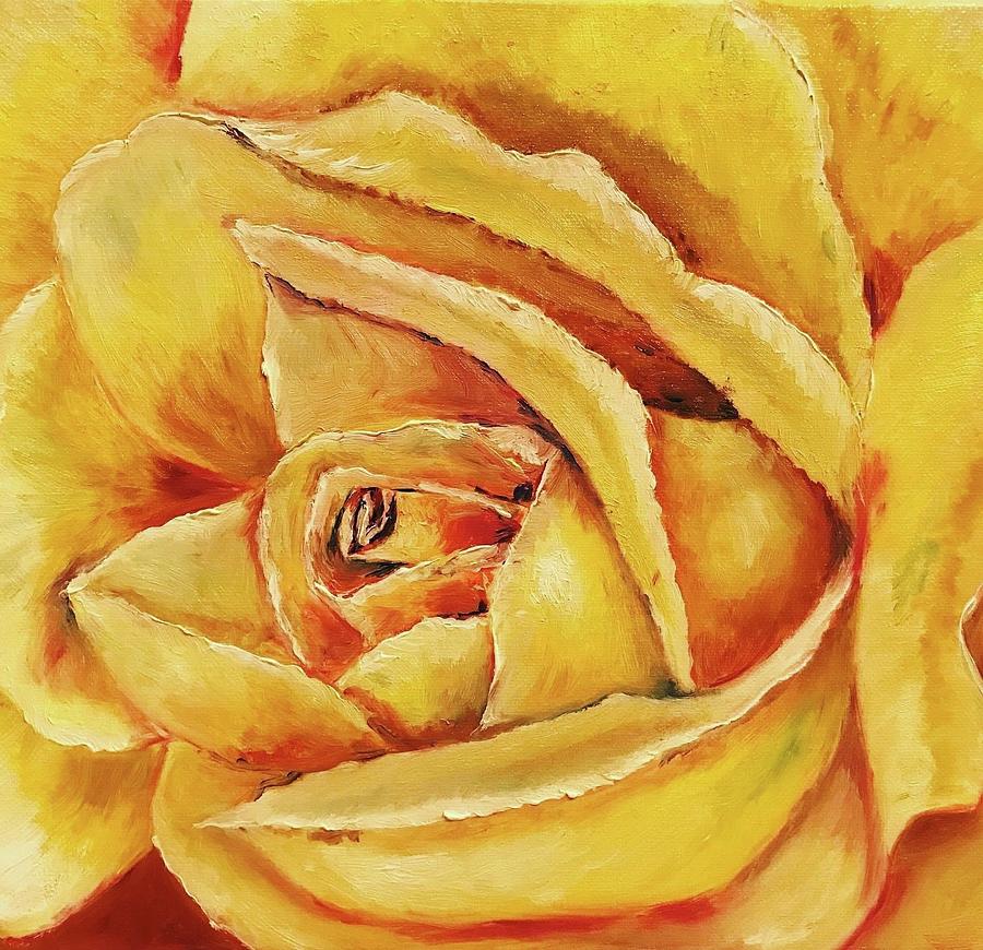Gold rose  Painting by Tetiana Bielkina