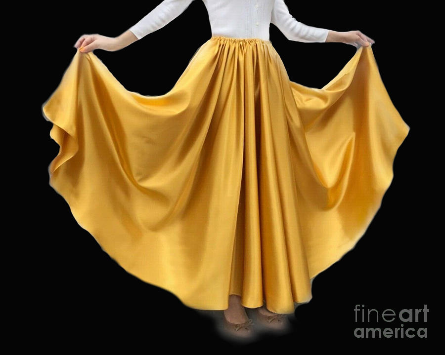 Gold Satin Full Circle Skirt 360 Ameynra Fashion 141 A Photograph By Sofia Goldberg Fine Art 9813