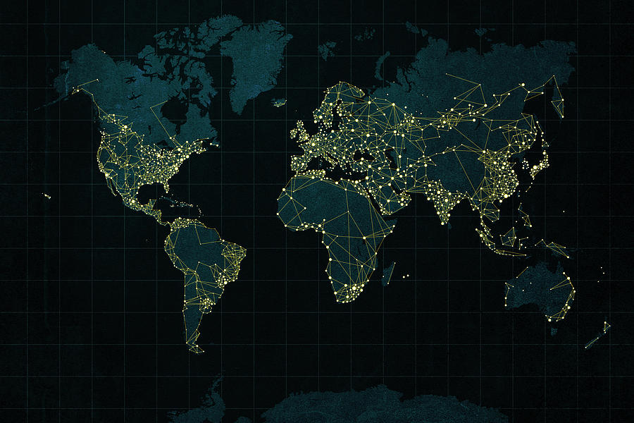 Gold Specks Grid Map Digital Art by HustleBroIllustrations - Fine Art ...