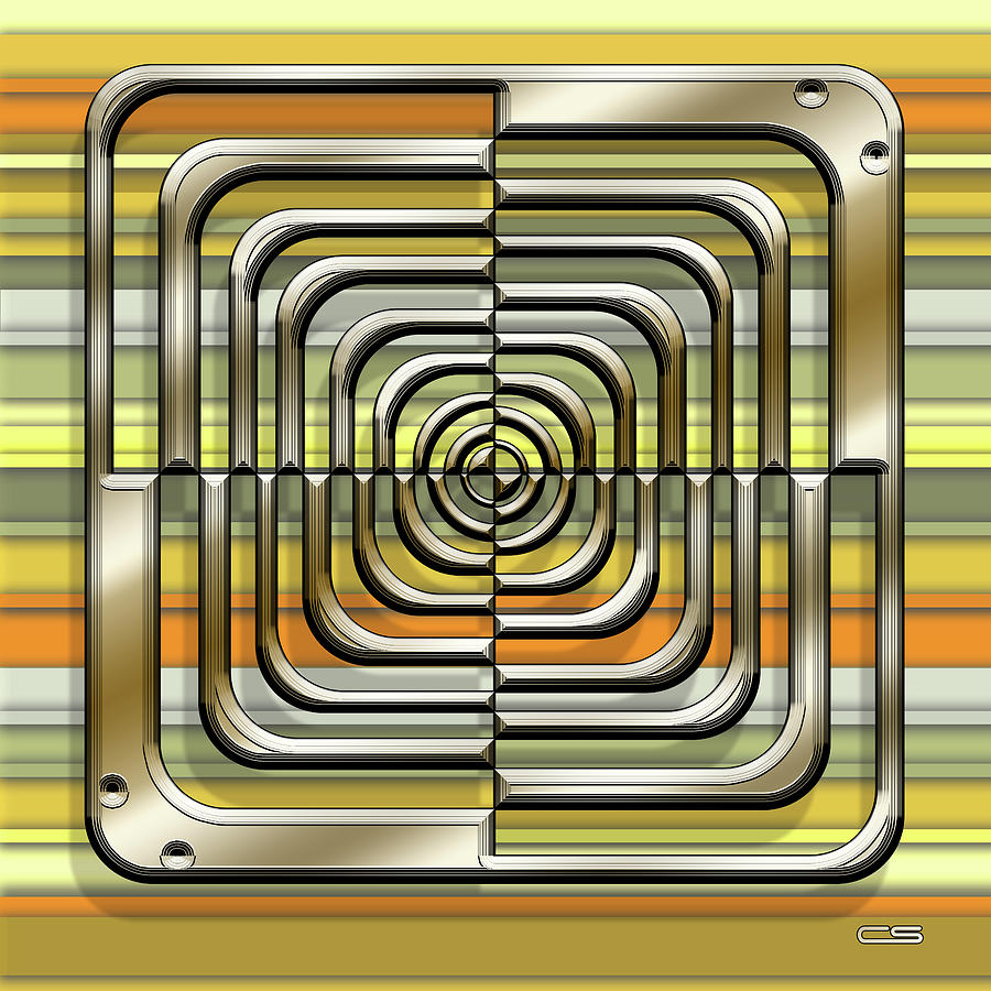 Gold Square on Yellow 2 Digital Art by Chuck Staley