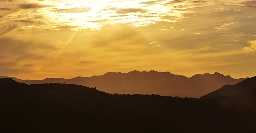 Gold Sunset Mountain Silhouette Photograph by Gaby Ethington
