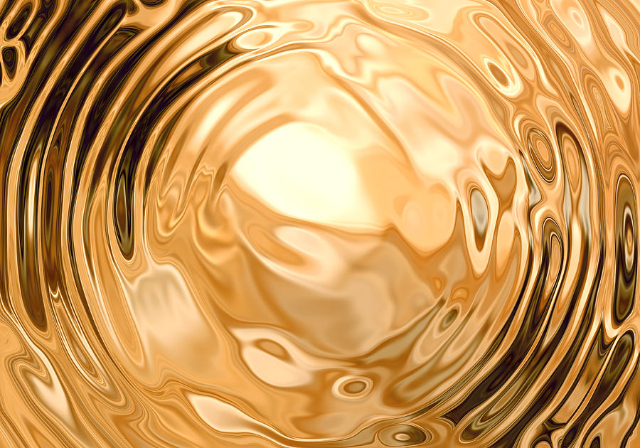 Gold Swirl Fluid Melting Waves Flowing Liquid Motion Abstract Background Photograph by Oxygen
