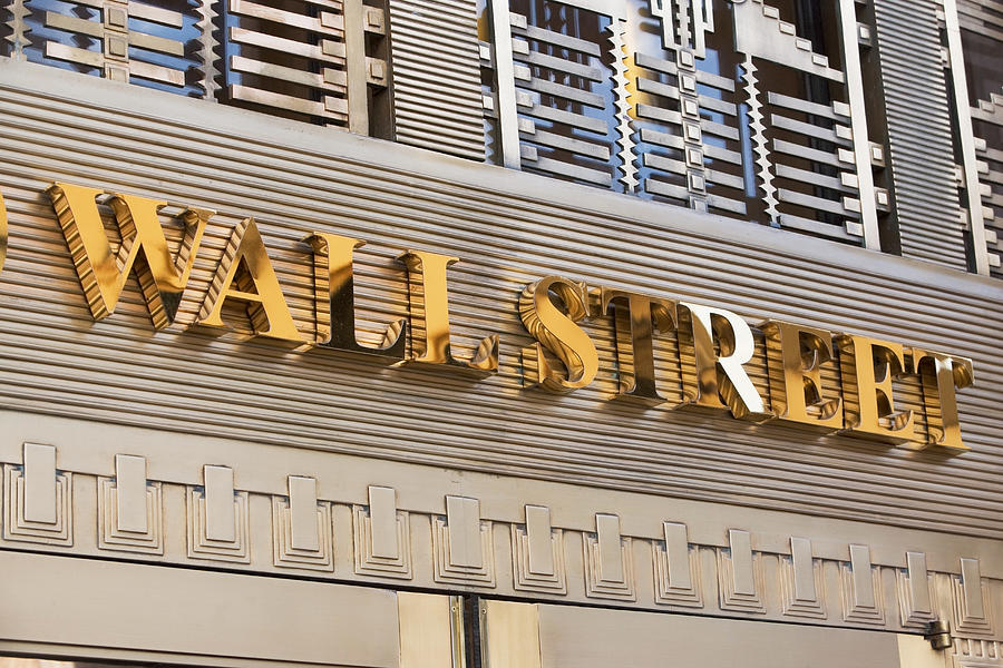 Gold Wall Street sign, New York City, USA Photograph by Image Source
