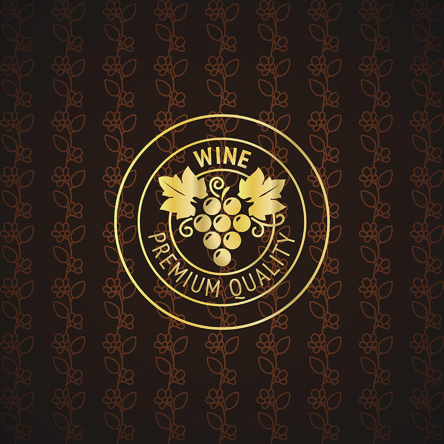 Gold wine label design Drawing by S-s-s