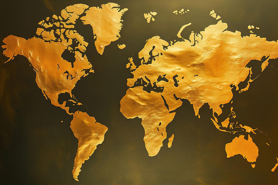 Gold World Map 2 Photograph by Athena Mckinzie