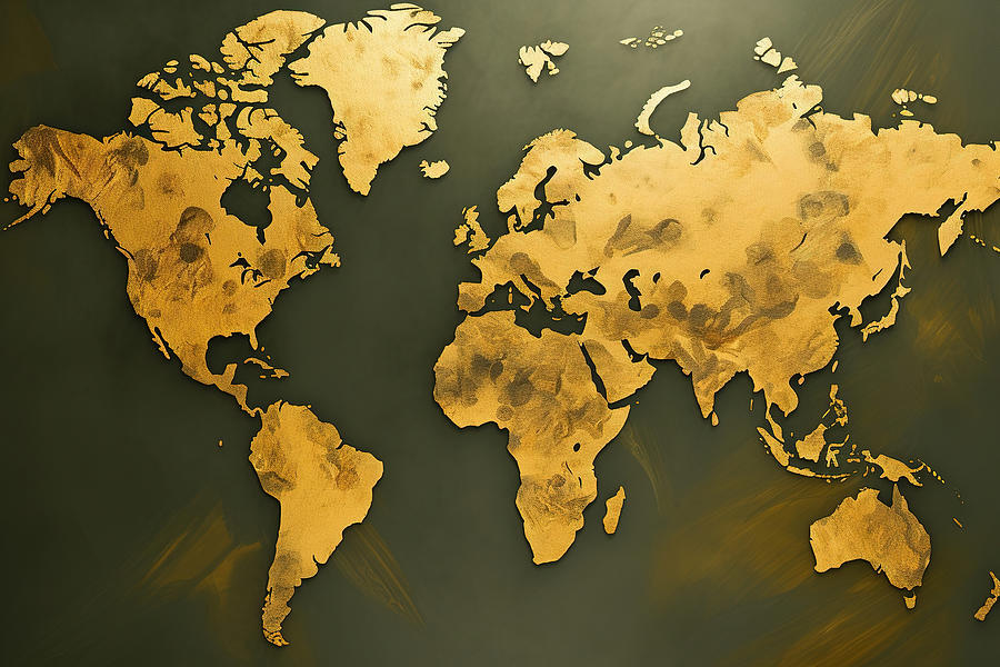 Gold World Map Photograph by Athena Mckinzie