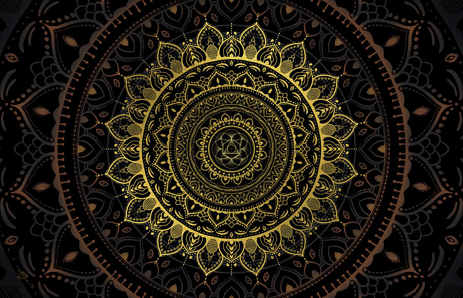 Gold Zen Mandala 9 Digital Art by Cameron Gray