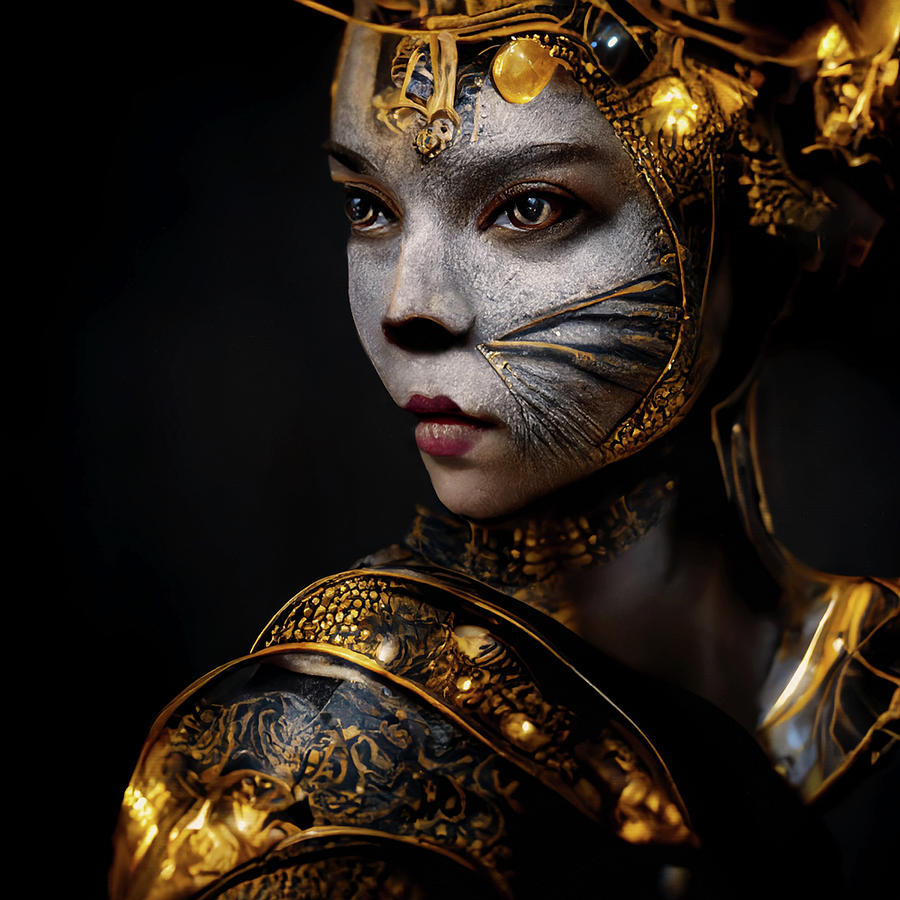 Golda the Exotic Cat Warrior Queen Digital Art by Peggy Collins