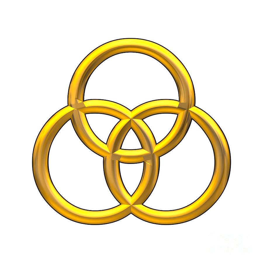 Golden 3D Look Holy Trinity Symbol Digital Art by Rose Santuci-Sofranko