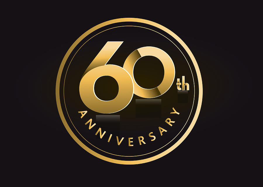 Golden 60th Anniversary celebration label designs Drawing by JDawnInk
