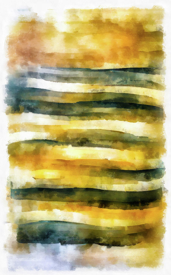 Golden and Black Abstract Art 01 Watercolor Painting by Matthias Hauser
