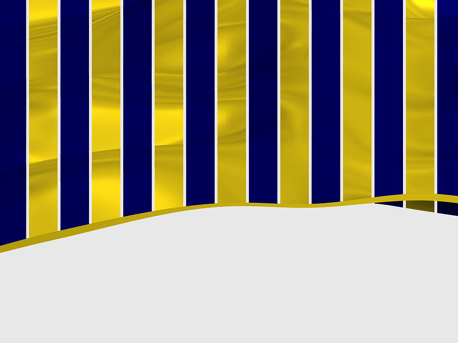 Golden And Blue Stripes With Waves Digital Art