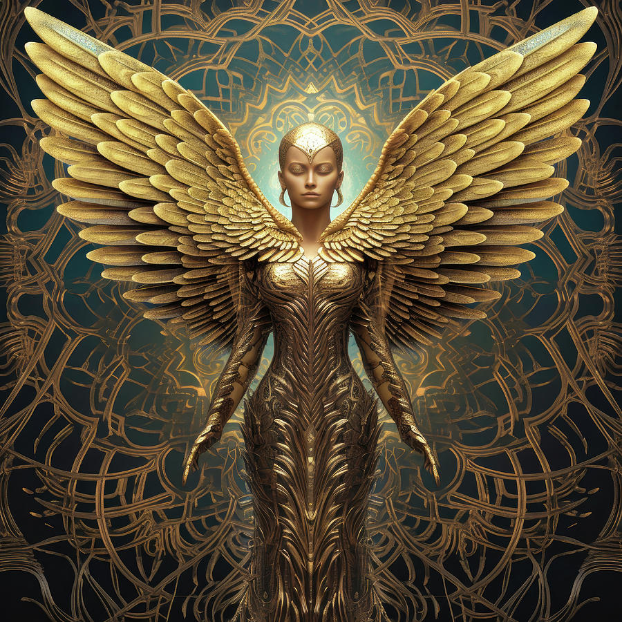 Golden Angel Fractal Style Digital Art by Matthias Hauser