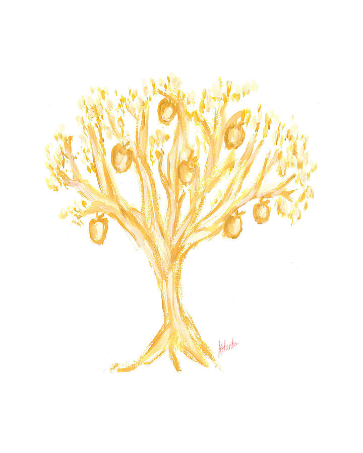 Golden Apple Tree Painting By Atlanta Carrera