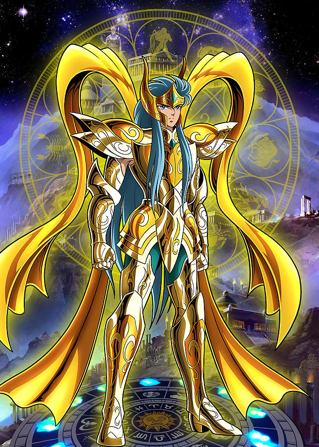 Golden Aquarius Saint In Divine Armor. Digital Art by Charlie Jauregui ...